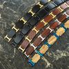 Custom Natural Wood Stainless Steel Link Casual/Sporty Unisex Adjustable Size Gift Fashion Bracelet