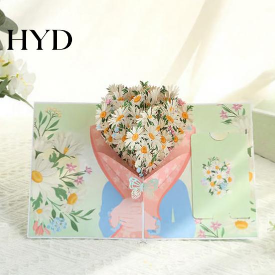 Handmade Greeting Card Foldable 3D with Envelope Decorative Artistic Birthday Gift Fly-out Holiday Blessings Message Space