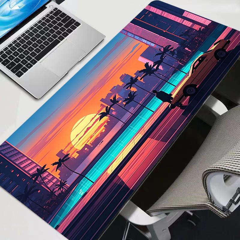 Colorful Anime Mouse Pad Big Size Laptop Desk Mat Gamer Carpet Non-Slip Retro Sports Car Keyboard Pad Gaming Extended Mousepad