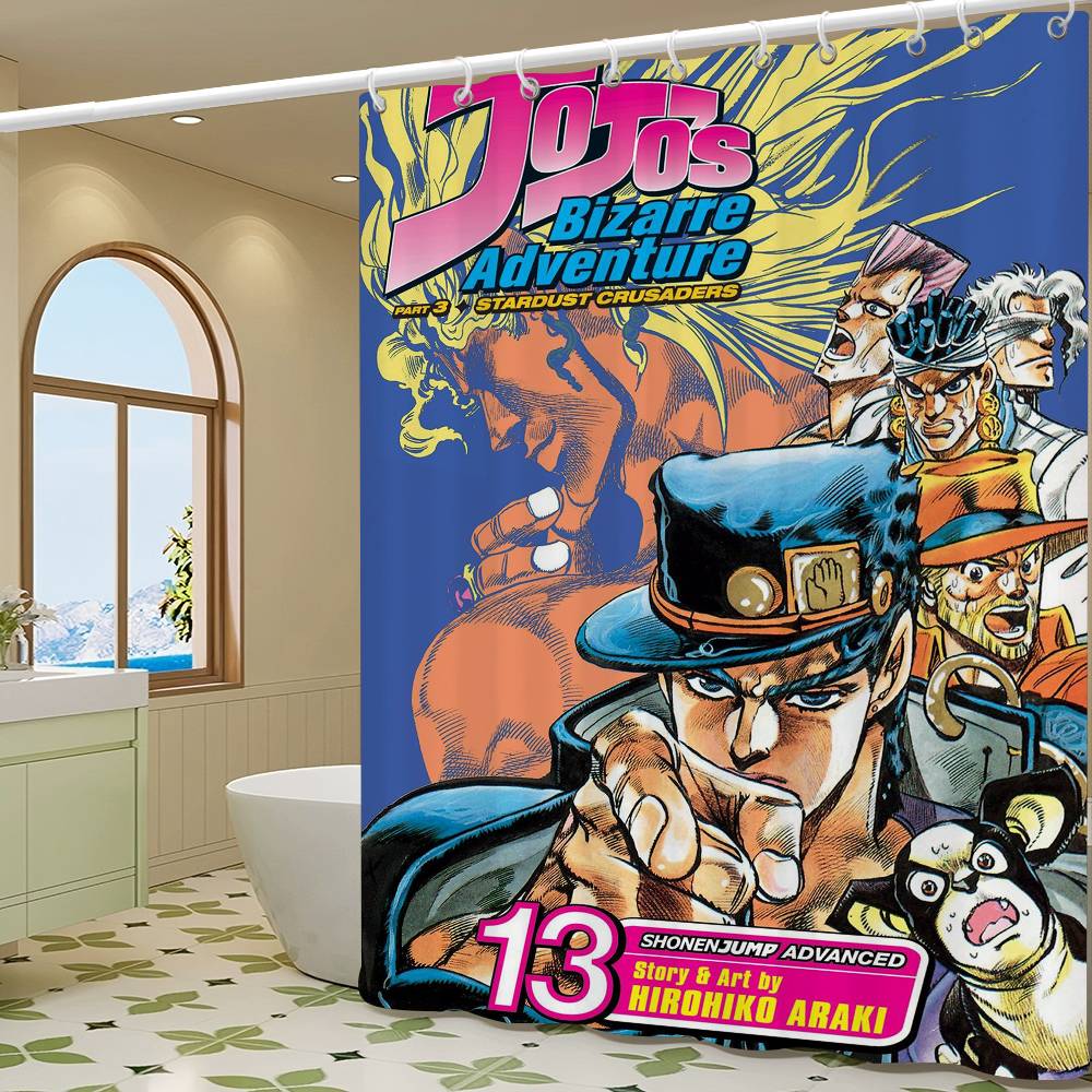 Classic Anime JoJo's Bizarre Simple Bathroom Shower Curtain Shielding Partition Shower Quick Dry Can Be Scrubable Light Bath