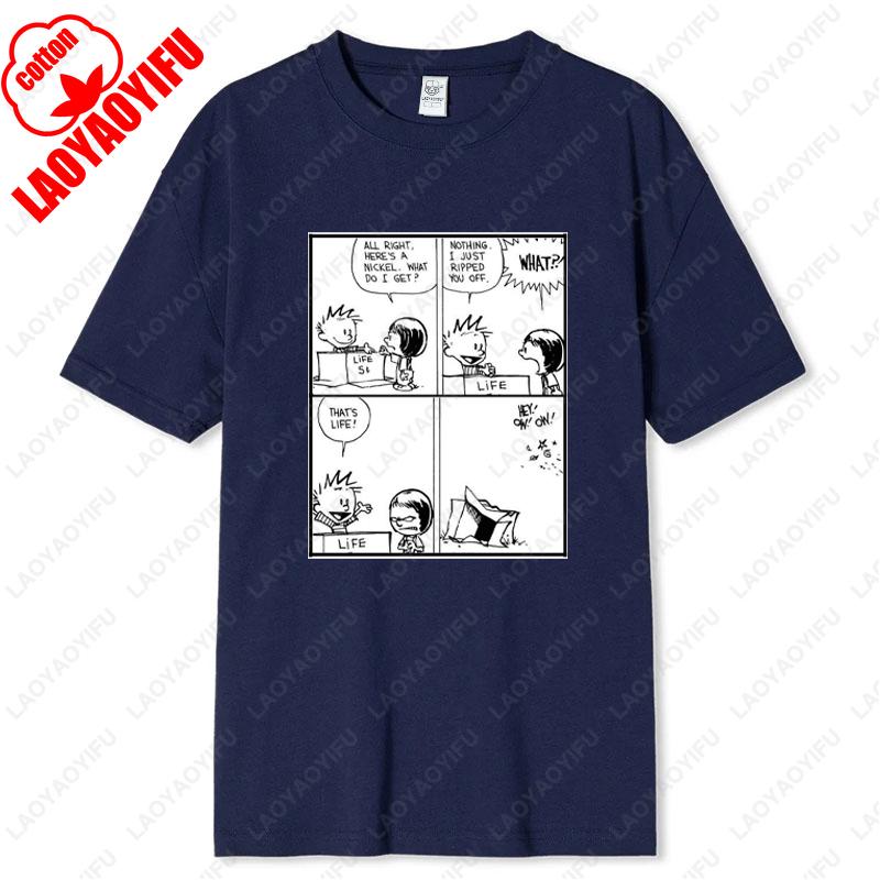 Vintage Inspired Calvin and Hobbes Graphic Tees Comfortable Cotton Unisex TShirt Classic Comic Print Men Women Loungewear Tops