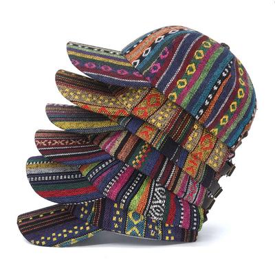 Bohemian Summer Duckbill Cap: Unisex Adjustable Sun Hat with Ethnic Style and Sun Protection.