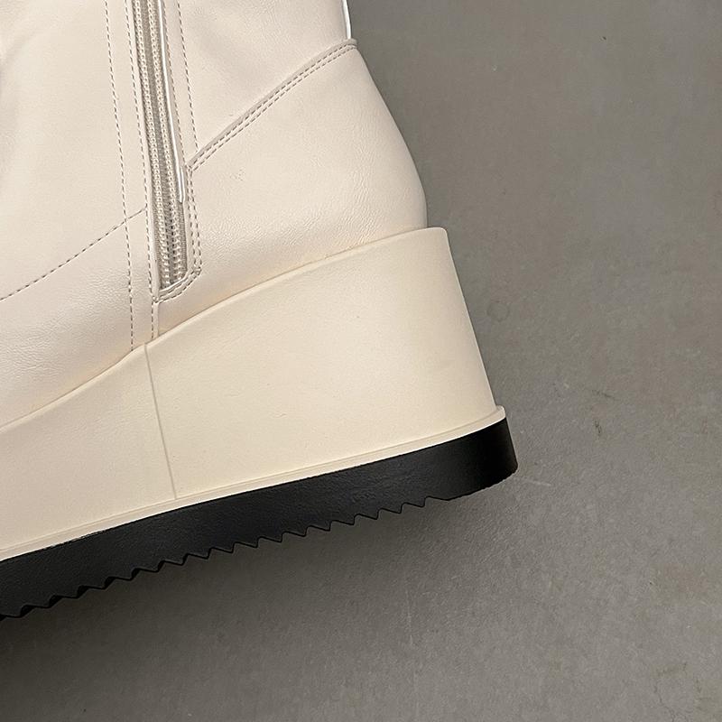 Fashion 8cm Microfiber Leather Platform Boots Women Female Autumn Wedge Boots Zip Women Winter Boots Ankle Shoes High Top