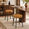 Round Dining Chairs, Set of 2, Stackable, PU Padded Seats, Brown and Black