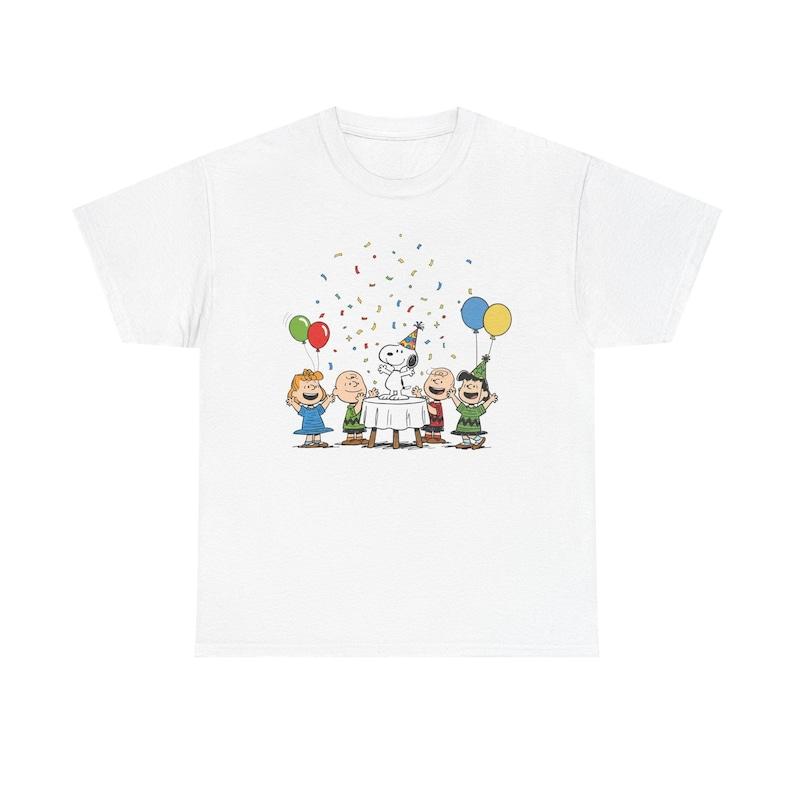 Cute Dog with Friends Birthday T-Shirt | Birthday Party Kids Balloons Cake Cartoon Characters 110