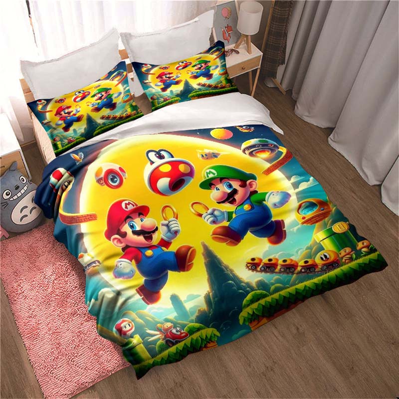 New Super Mario Soft and Comfortable Duvet Cover, Children's Bedding Set Gift, Extra Large Size, Multiple Sizes Available.