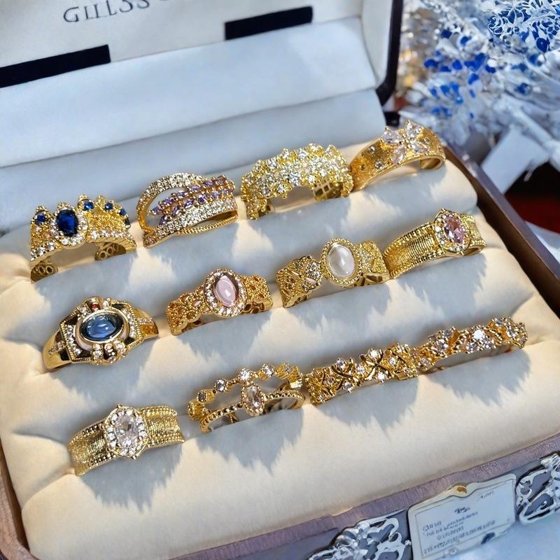 Three-Dimensional Exquisite Medieval French Retro Open Ring Luxury Light Luxury Niche Zircon Accessories Women