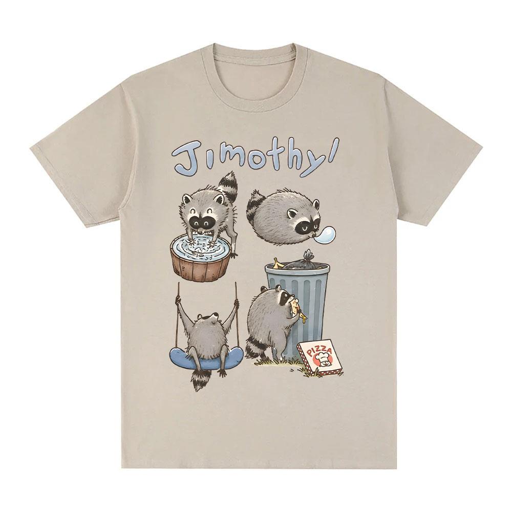 T-shirts Mignons Raccoon Jimothy T-shirt Drôle Panda Poubelle Coton Confortable Esthétique Cottagecore Cadeau Amoureux des Animaux Vêtement Unisexe