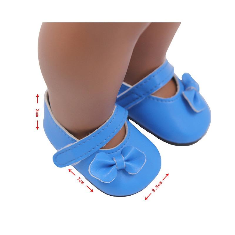 1 paio di scarpe per bambole in PU con fiocco per bambole americane da 18 pollici, accessori per bambole da 18 pollici, giocattoli