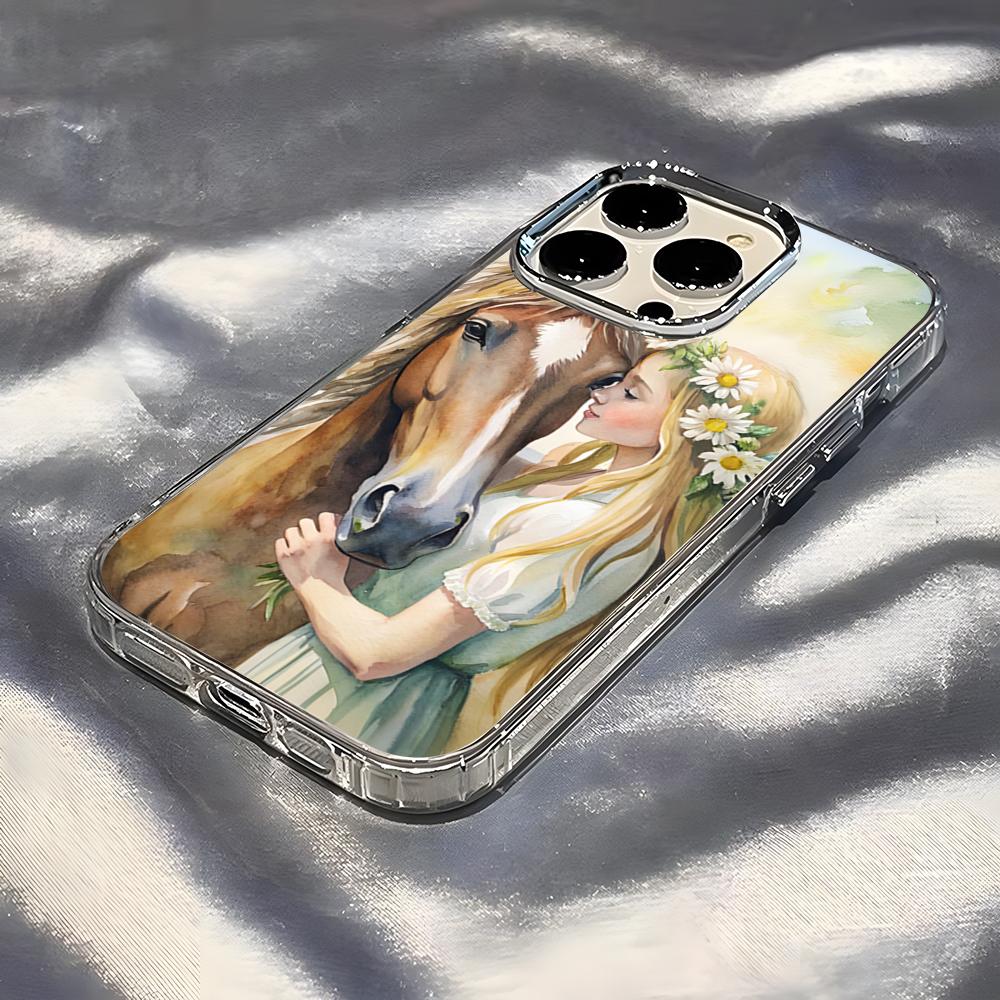 Cool Girl Riding A Horse Phone Case For IPhone 17 Pro Max 16 15 14 Pro Max IPhone 13 Pro Max 11 Plus Transparent Cover