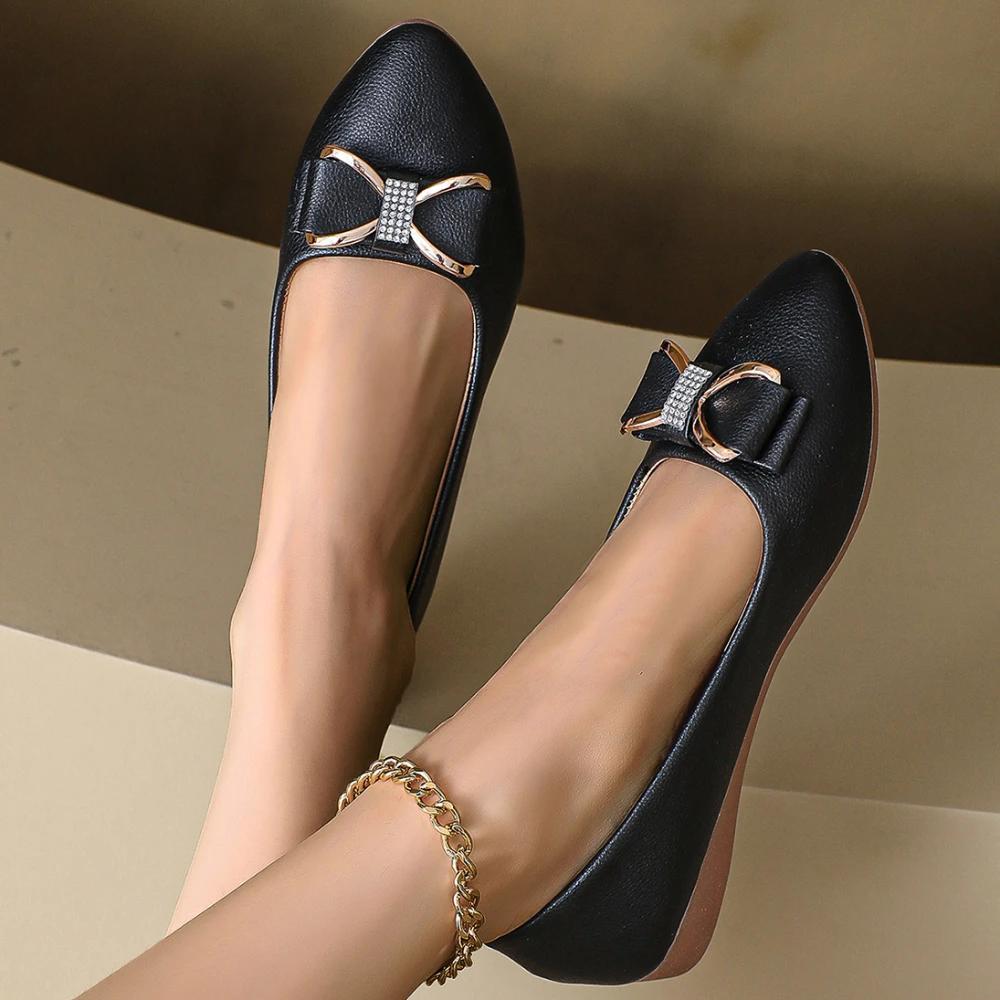 Shoes for Women Loafers Butterfly-Knot Breathable Slip on Shallow Flats Luxury Shoes Elegant Office Women Shoes Zapatos De Mujer