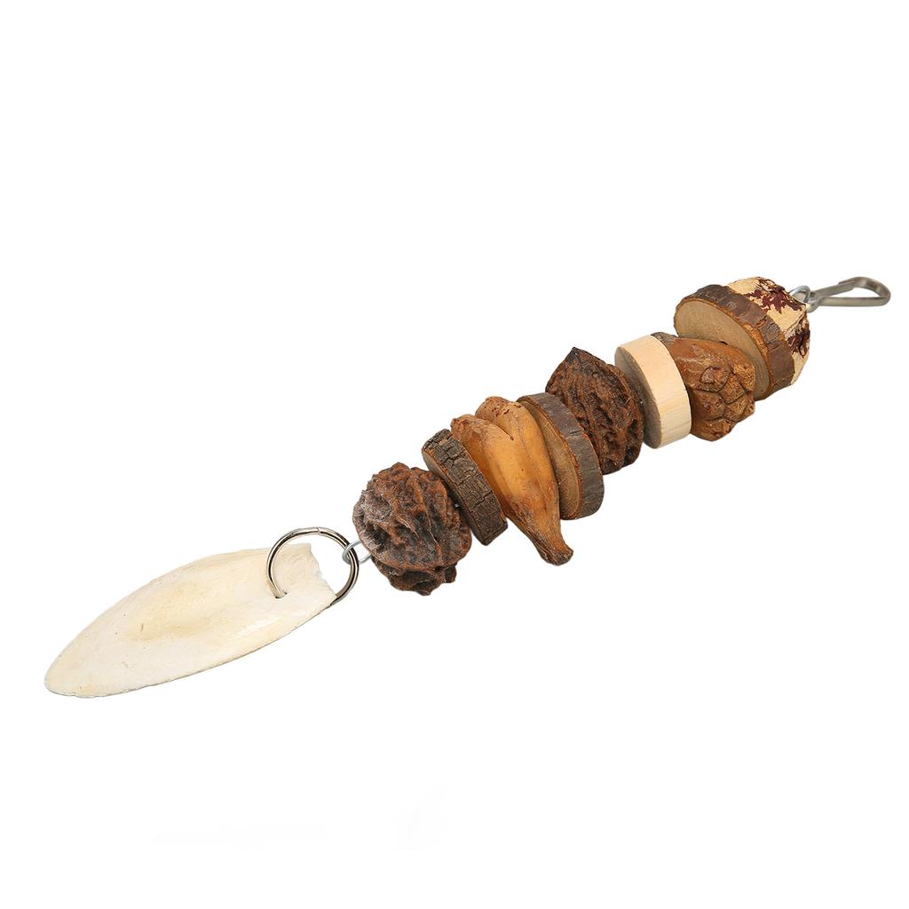 Bird Chew Toys Grinding Mouth Cuttlefish Bone Nuts Logs Hanging Parrot Chew Toy for Parrot Cage
