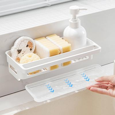 Kitchen Sponge Holder Plastic Sink Drain Rack Soap Drainer Towel Rack Shelf Organizer Bathroom Storage Accessories