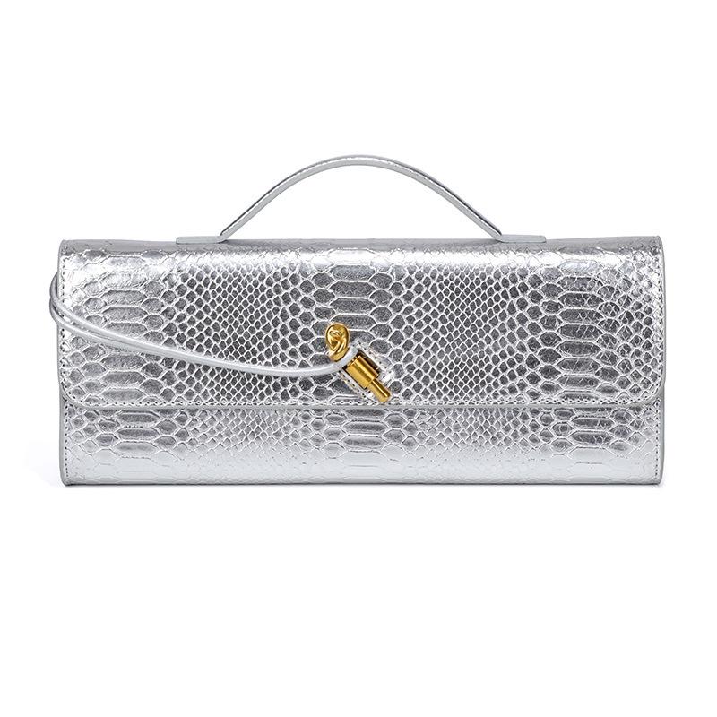 Snakeskin Retro Baguette Clutch: Trendy High-End Handheld, Crossbody & Single Shoulder Evening Bag for Women