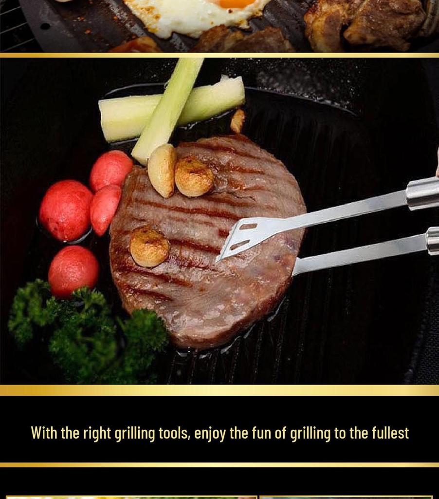 Outdoor BBQ Stainless Steel Tool Set: Knife, Fork, and Spatula