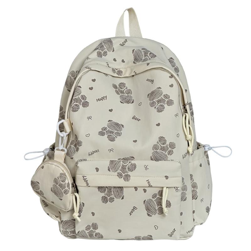 Cartoon Bear Backpack Student Class Schoolbag Lightweight Backpack бежевый