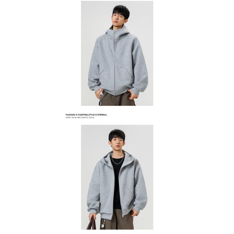 Mens Womens Loose Solid Hooded Zip Up Cardigan Vintage Casual Sweatshirt Jacket