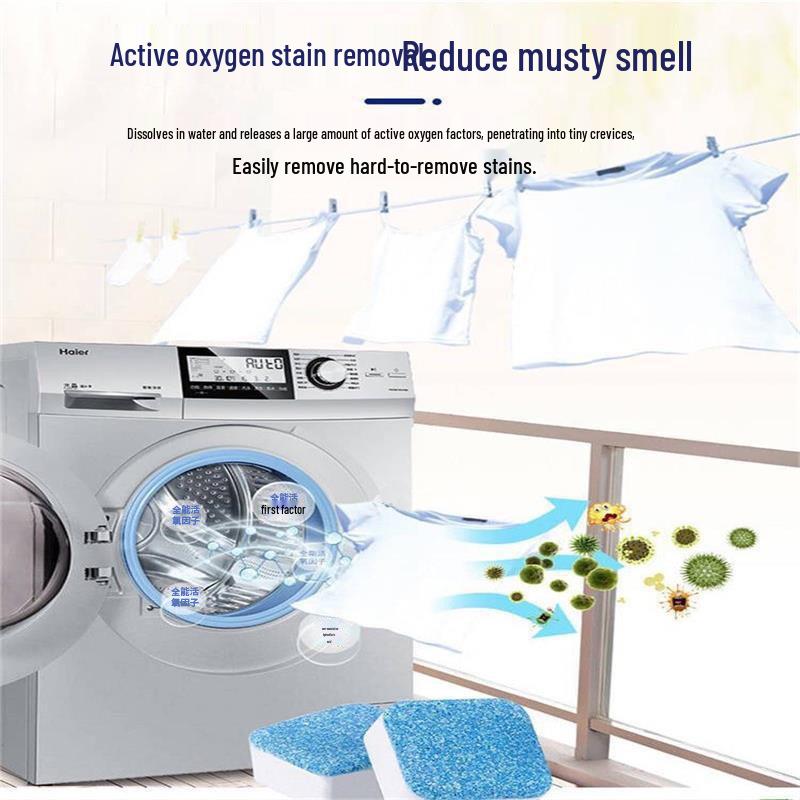 Washing Machine Tub Cleaner Tablets - Front Load, Effervescent, Sterilizing and Decontaminating, 12 Pack