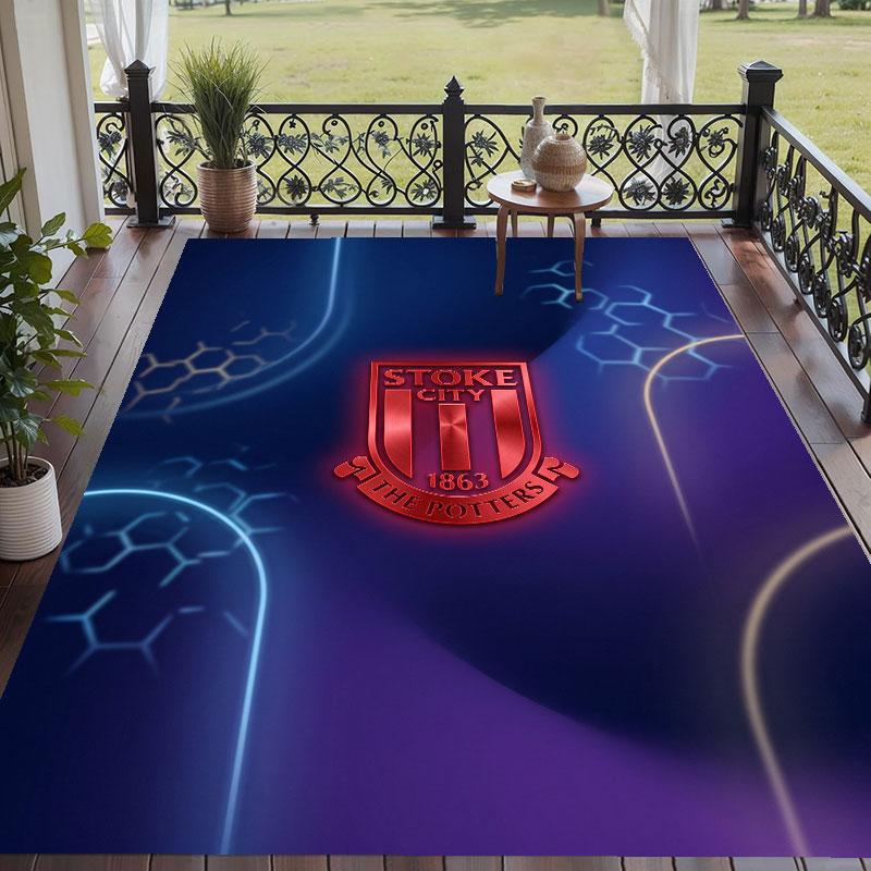 Soft Floor Carpet Stoke City Football Pattern Area Rug Decorative Mat For Home Room Decoration