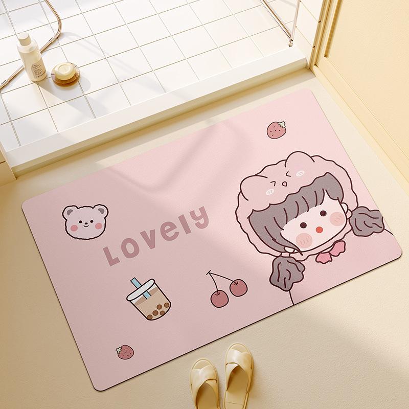 Cute Cartoon Bathroom Bathroom Door  Elderly Pregnant Woman Anti-slip Floor Mat Diatom Mud Water-absorbing Foot Mat