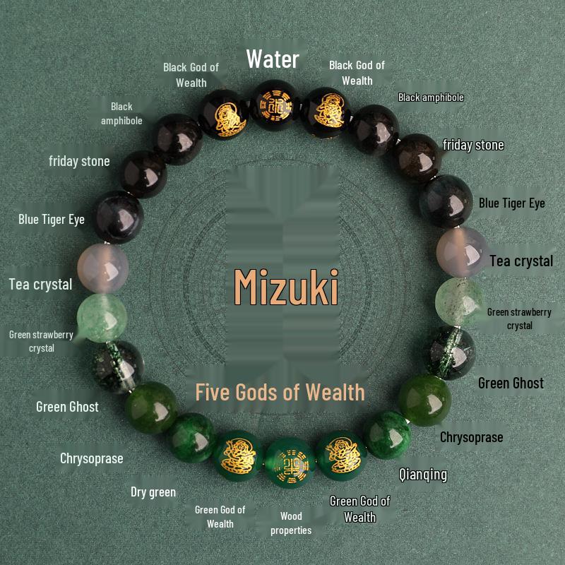 Auspicious Multi-Treasure Crystal Bracelet: Five Paths to Wealth with Wood & Fire Attributes