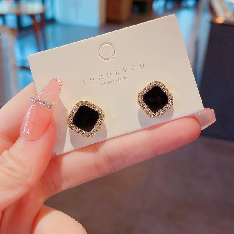 Trendige minimalistische geometrische Ohrstecker für Damen aus 925er Sterlingsilber mit Diamantbesatz