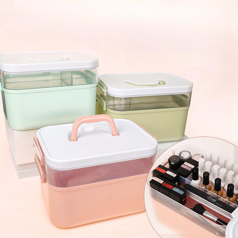 Nail art Toolbox Large capacity can put light therapy machine Nail polish glue portable double storage box nails technician new