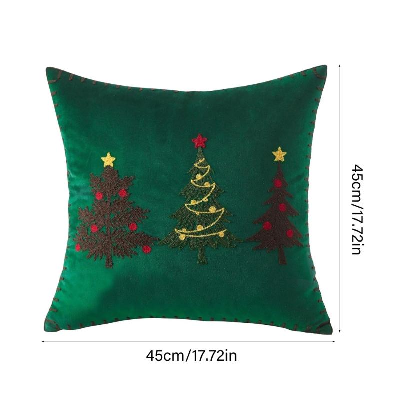 Festive Plush Pillowcase Christmas Tree Design Throw Pillow Cover Short Plush Component For Sofa Bed Decoration