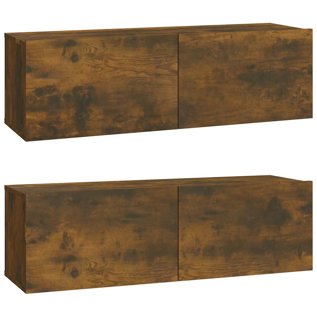 2 Piece TV Wall Cabinets Smoked Oak 100 x 30 x 30 cm Wood Based Material