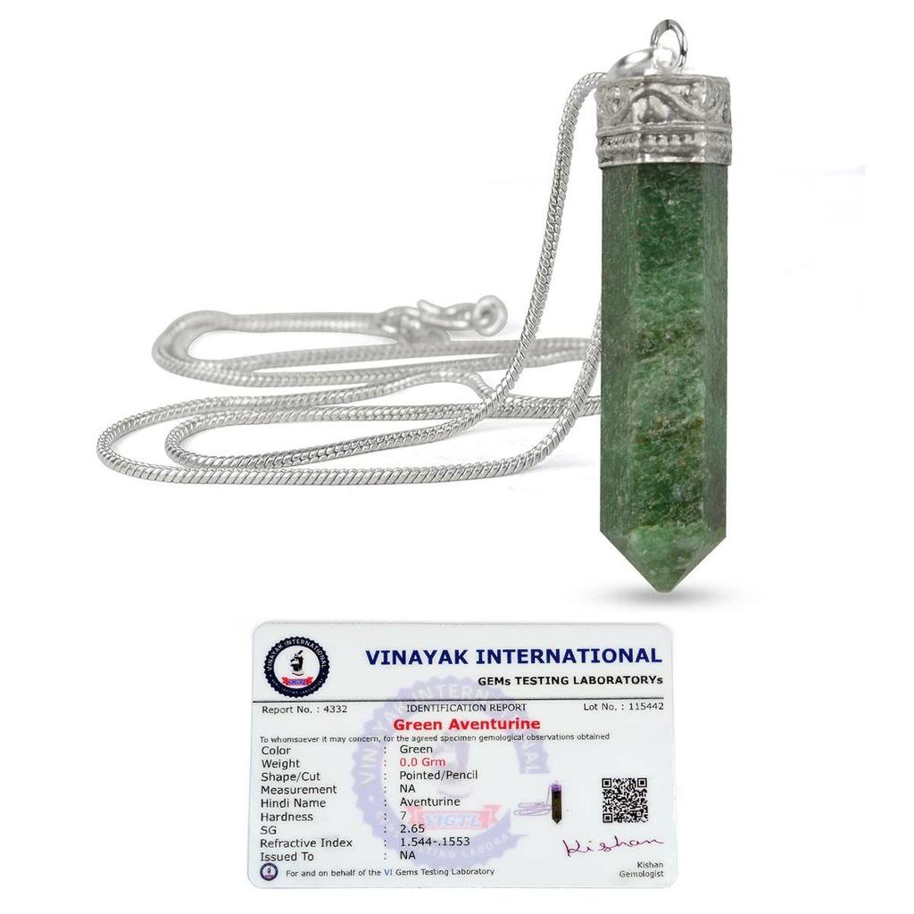 Colgante de lápiz de piedra de cristal de calidad AAA con certificado natural de cristal Reiki con certificado y cadena de metal para curación y piedras preciosas curativas de cristal