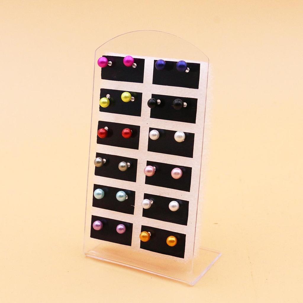 Classic 12-Pair Pearl Stud Earrings Set with Iron Needle