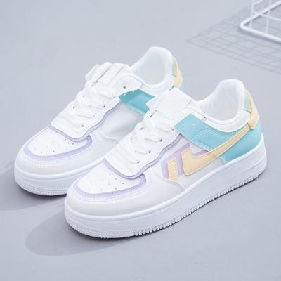 New Spring Autumn Fashionable Flat-soled Heightening Lace-up Sports Shoes Round-toe Non-slip Comfortable Casual Women's Shoes