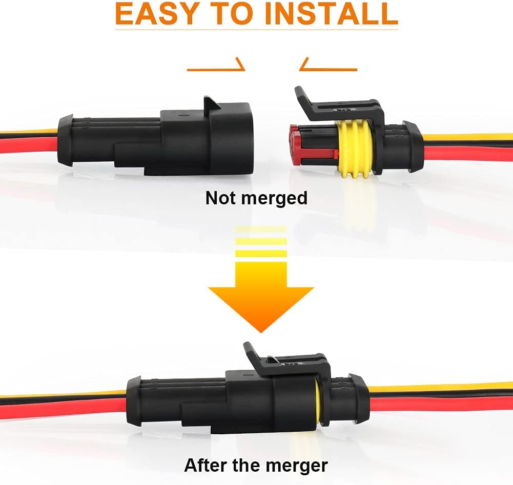 10pcs 5 Sets Waterproof Automotive Male Female Electrical Connectors Plug 2-Pin Way With Wire For Car Motorcycle Scooter Marine