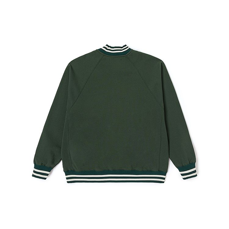 Jachetă Baseball Confortabilă cu Guler Baseball, Mânecă Raglan, Logo Brodat, Bărbați, Jachete, Verde LMT008428205390A06568