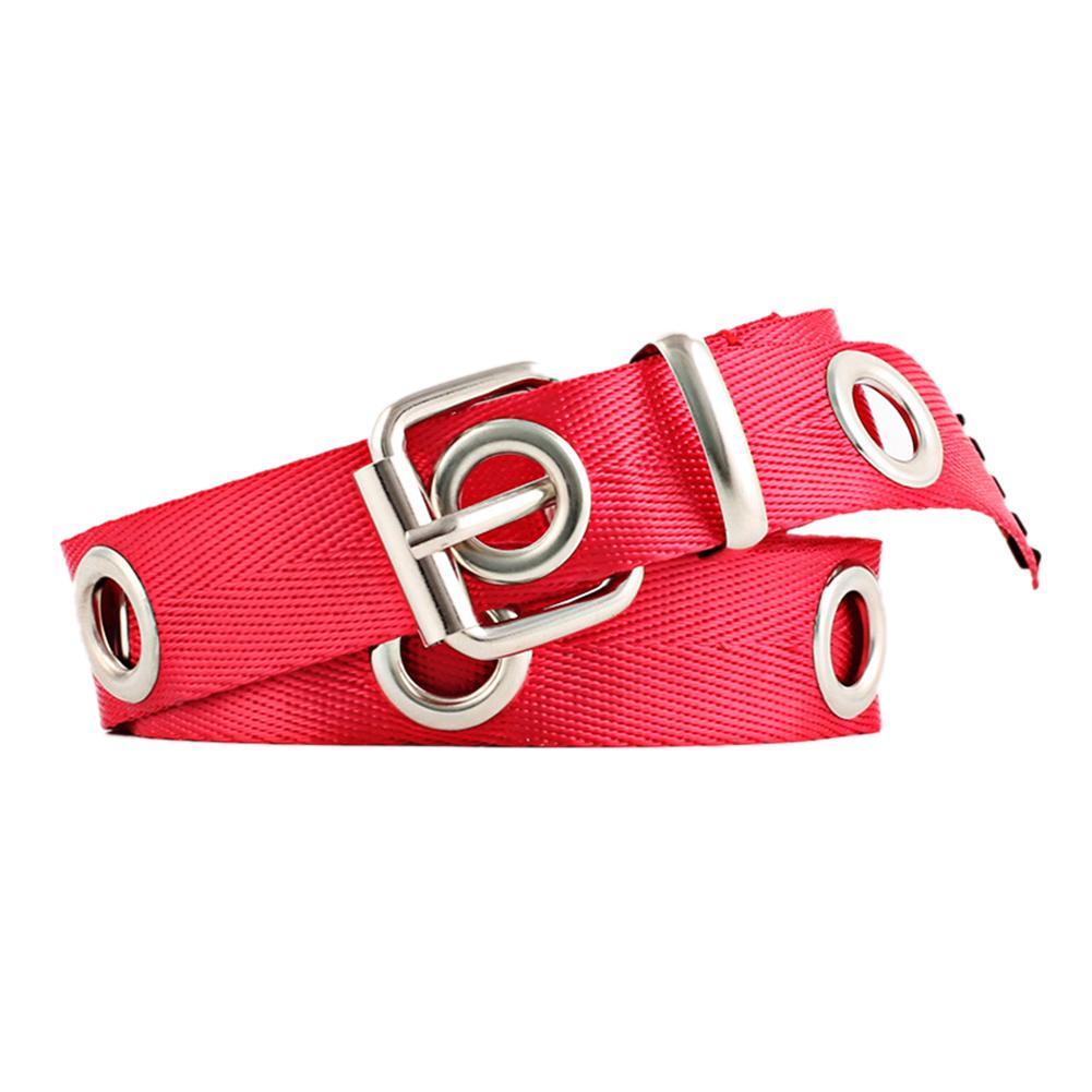 Women Fashion Lengthen Canvas Belt with Rectangle Metal Buckle