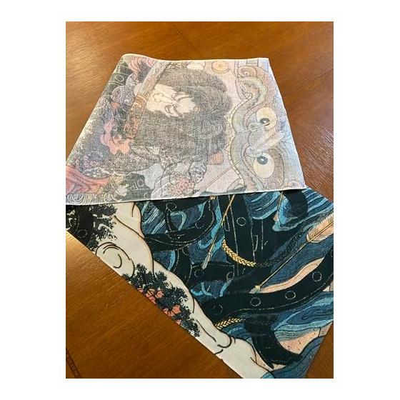 Ukiyo-e Tenugui Towel - "Ryri Hakuch Chjun" by Utagawa Kuniyoshi (One of the 108 Heroes of the Popular Suikoden) - Approx. 98cm x 35cm, 100%