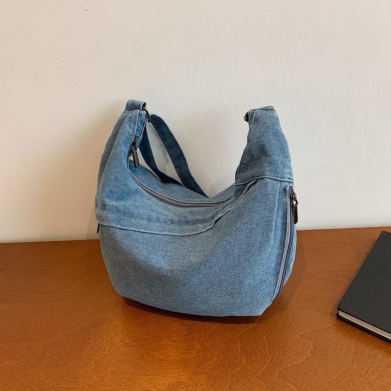 Crossbody Bag Large Capacity Denim Bag Women's Retro Shoulder Bag