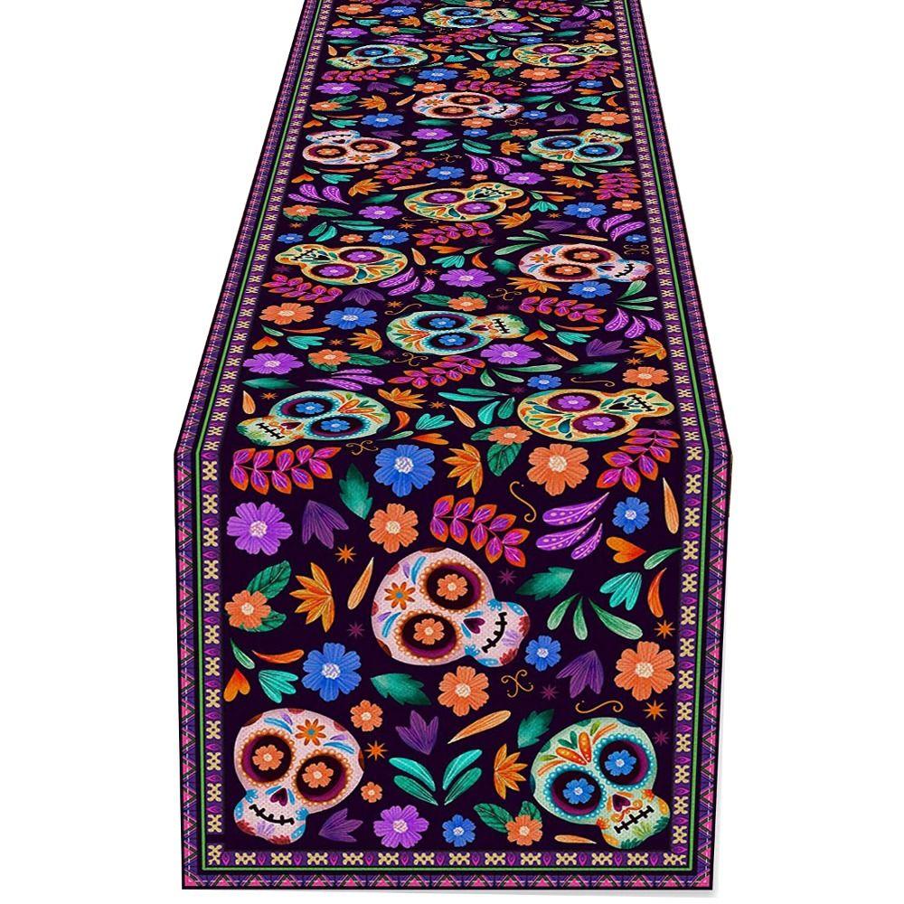 Skeleton Tablecover Linen Tablecloth Banquet Skull Table Runner  Day of The Dead