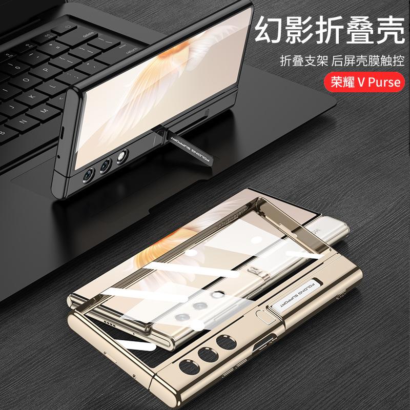 For Honor V Purse Case Matte Ultra Clear Creative Invisible Stand Precise Hole Lens Protection Foldable Back Shell Cover