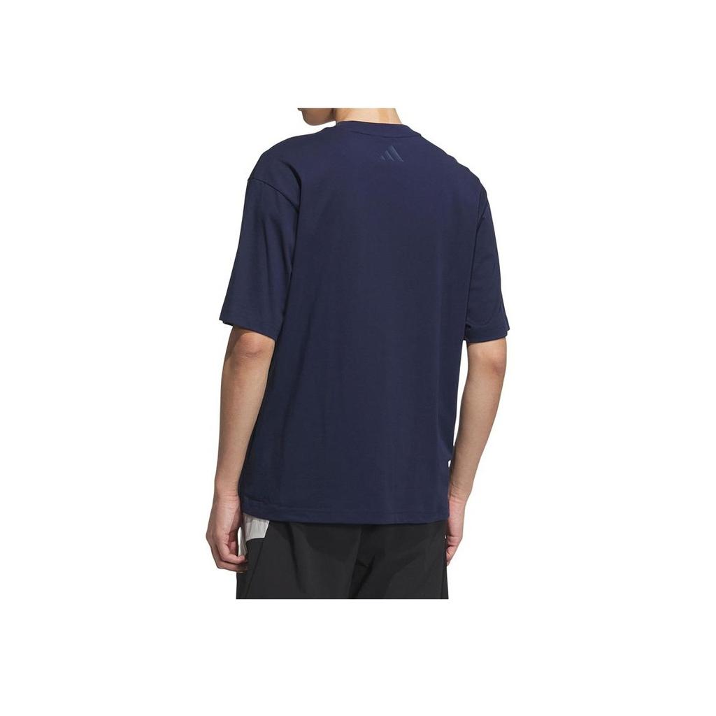 Adidas SS25 Casual Simple Round Neck Sports Short Sleeve T-Shirt Men T-Shirts Deep-Indigo JL6060