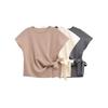 Kaslead New Arrival Women's Fashion Style Multi-Color Bow Tie Soft Round Neck Short Sleeve Hoodie 0858673