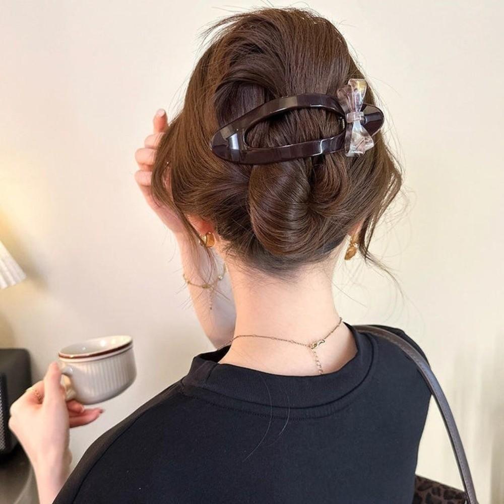 Duckbill Shape Large Bow Hair Claw Large Bow Hair Claw Clip for Women Back Head Updo