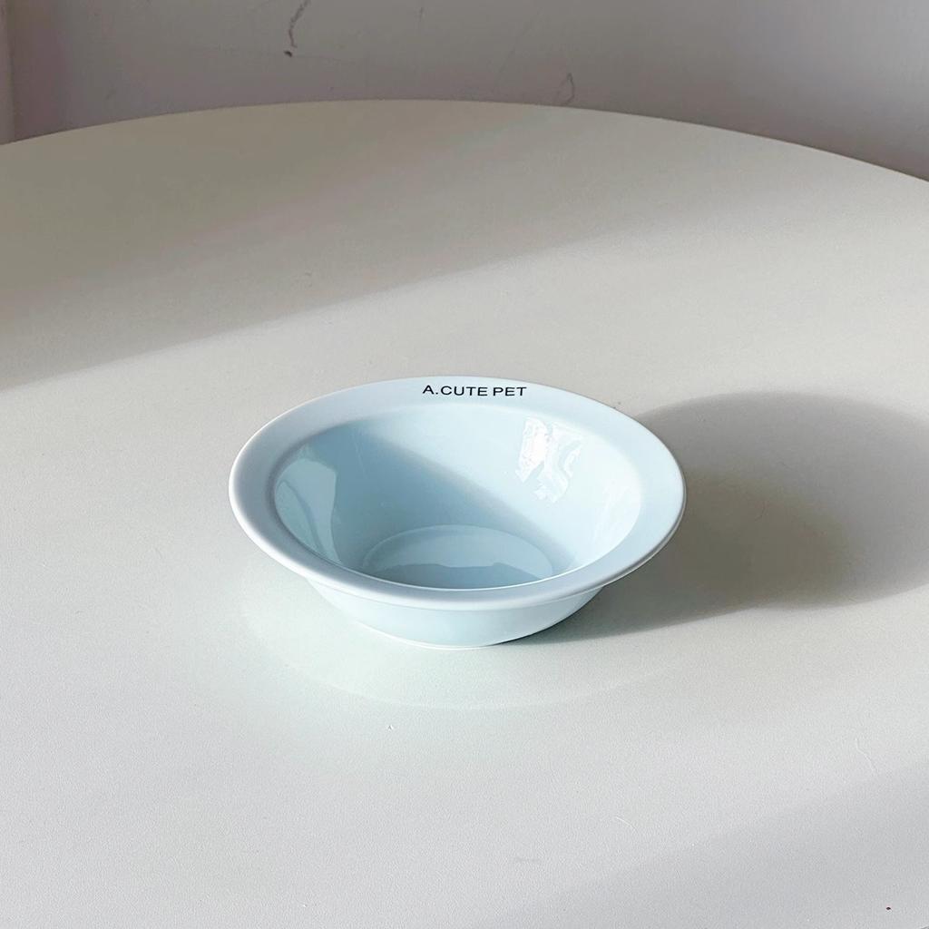 Elevated Cat Bowl with Wooden Stand, Flower Shaped Ceramic Neck Protection Pet Bowl, Raised Cat Food Bowl for Cats Dogs