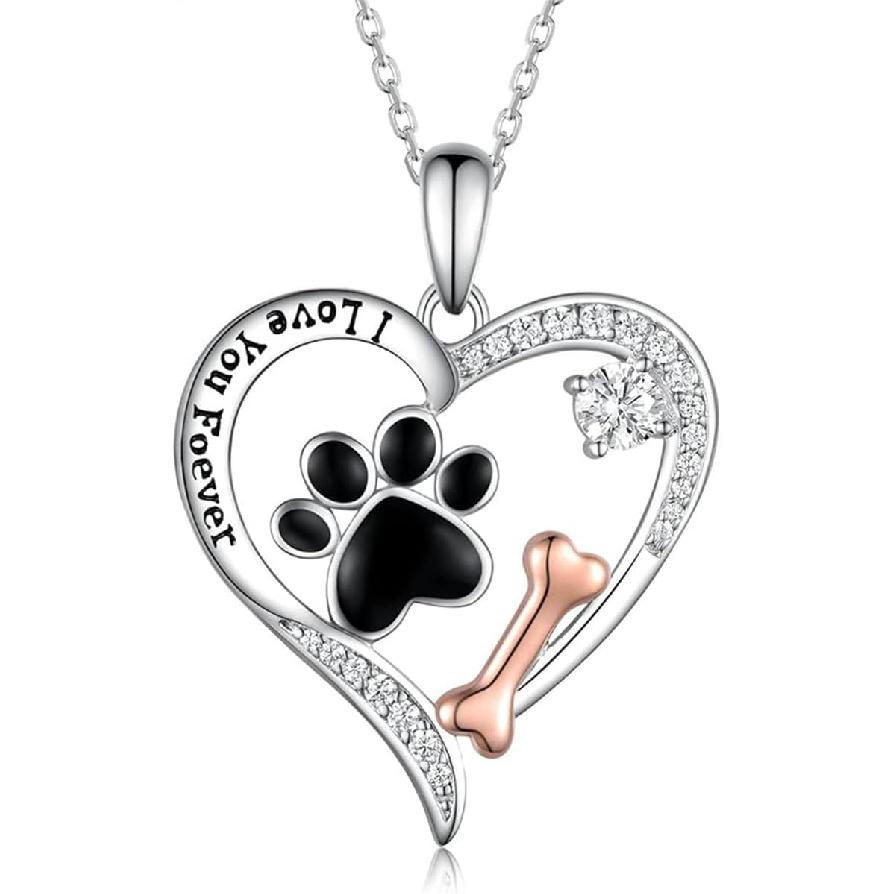Cynlsum Dog Memorial Gifts Remembrance Necklace: Loss of Dog Sympathy Gift Heart Shape Pet Necklace for Women Pet Lovers Puppy Bereavement Gift B