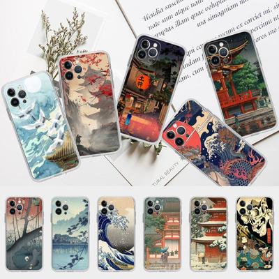 Husă pentru telefon în stil japonez cu artă japoneză din silicon moale pentru iphone 14 13 12 11 Pro Mini XS MAX 8 7 6 Plus X XS XR