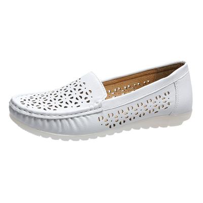 Fashion Nurse Shoes Women 2024 New Summer Breathable Flat Bottom Hollow White Soft-soled Sandals Shoes for Women