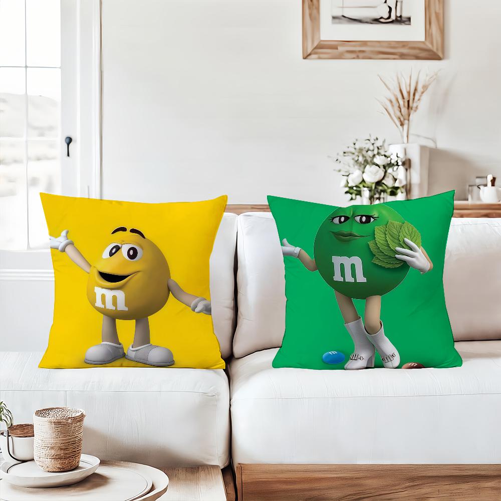 C-Chocolate Beans M-M And M-M'S Pillow Case Office Cushions Suitable For Sofa Car Bedroom Decorative Cushion Cover