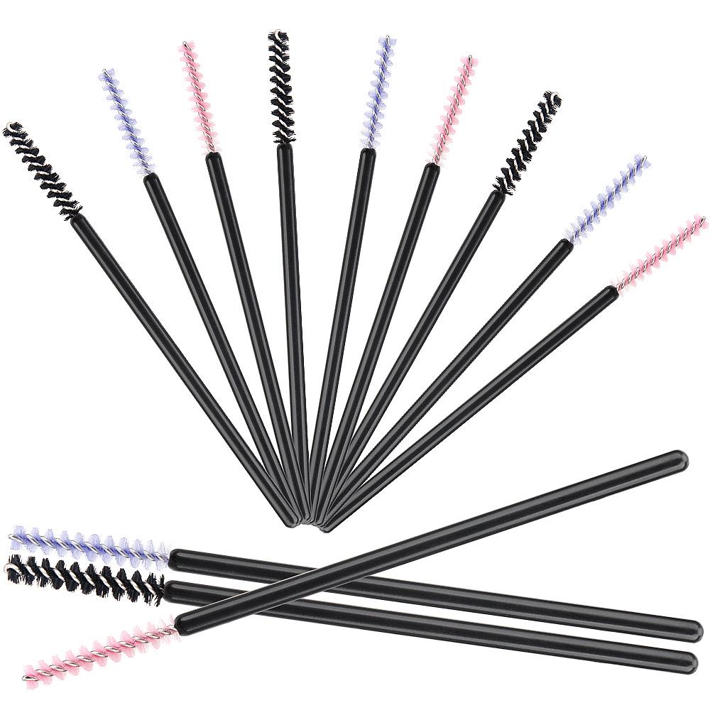 Packung mit 50 Mini-Einweg-Spiral-Wimpernbürsten - Feiner Kopf & Kamm mit geradem Kopf