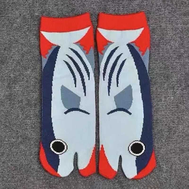 New Funny Split Toe Socks with Abstract Eel Print Quirky Aquarium Style Mid Calf Sock for Men Women Unique Funny Socks