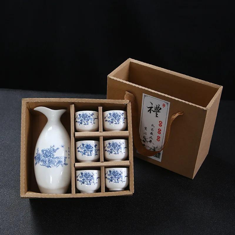 Ceramic Chinese Wine Dispenser, Iron Pot Baijiu Wine Pot, Glass Set